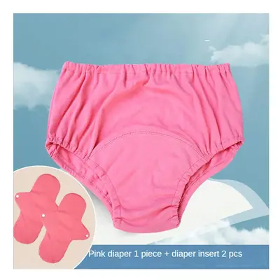 (pink XL) Elderly Adult Cloth Diaper Incontinence Underwear Leak-proof Bedwetting Paralysis Diap