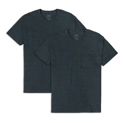 Fruit of the Loom Men's Eversoft Cotton T-Shirts S-4XL Pocket-2 Pack-Black Heather XX-Large