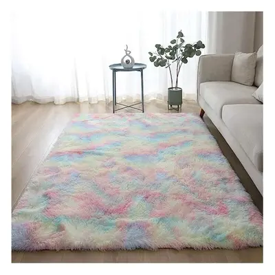 (200cm x 290cm (6ft 7" x 9ft 6"), Rainbow Shaggy Rugs) Fluffy Rug Non-Slip Shaggy Rugs Living Ro