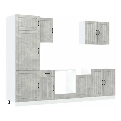 (concrete grey) vidaXL Piece Kitchen Cabinet Set Kalmar Concrete Grey Engineered Wood