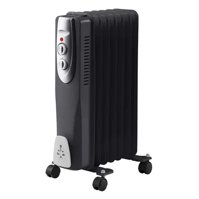 (1) 1500w Oil Filled Radiator Portable Heater Black Fin 1.5kw Electric Settings