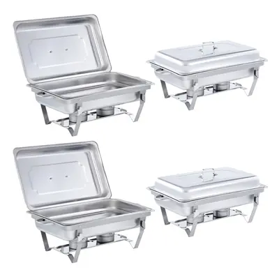 4 Pack Chafing Dish Sets Stainless Food Warmer Steel Catering 9L/8Q