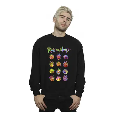 (XXL, Black) Rick And Morty Mens Tie Dye Faces Sweatshirt