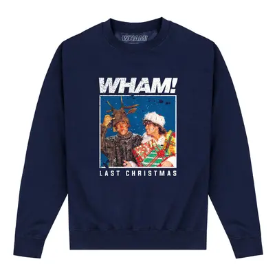 (S, Navy) Wham Unisex Adult Last Christmas Sweatshirt