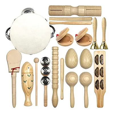 LHYCS Nutural Wood Music Set Kids Instruments Percussion Gift for Birthday Christmas