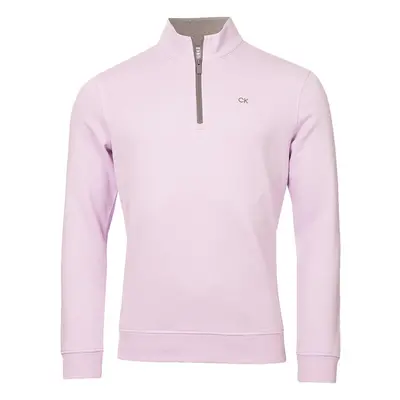 (XL, Pale Lilac) Calvin Klein Mens Rocky Half Zip Supersoft Stretch Golf Sweater