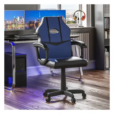 (Blue & Black) Comet Gaming Chair Faux Leather Padded Office Seat