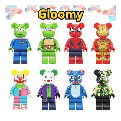 8PCS Bearbrick Graffiti Spider-man Minifigures Toys Fit Lego