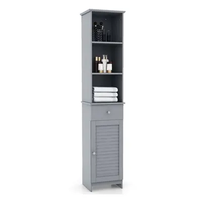 Freestanding Bathroom Storage Cabinet with Open Shelves-Grey