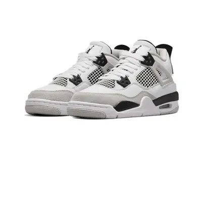 (UK6.5) Air Jordan Retro Military Black GS AJ4 White Grey