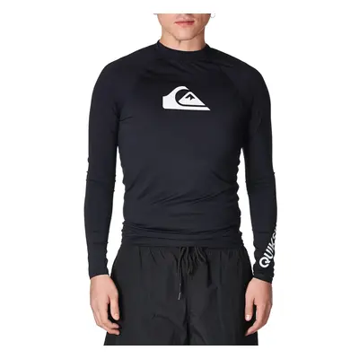 Quiksilver mens All Time Long Sleeve Rashguard Upf Sun Protection Surf Rash Guard Shirt Black La