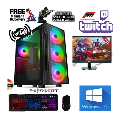 Fast Gaming Intel Quad Core i5 16GB PC Bundle & Speakers