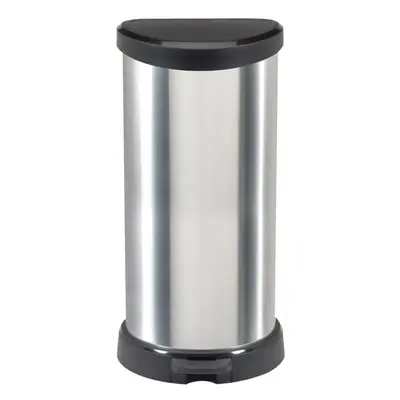 (40L) Curver Pedal Bin Deco D-Shape Silver Trash Waste Container Rubbish Bin 15/40L