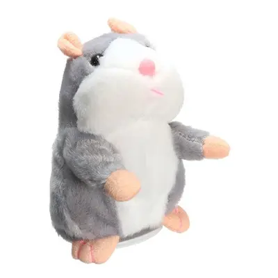 (Grey) Talking Hamster Pet 15cm Christmas Gift Plush Toy Cute Speak Sound Record Stuffed Animal 