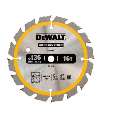 DeWalt DT1946-QZ Construction Trim Saw Blade x 10mm x 16T