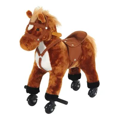 HOMCOM Rocking Horse Ride on Rocker Children Plush Toy Wooden Horse Sound