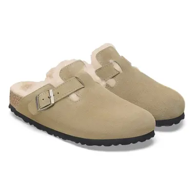 (Brown, (Adults')) Birkenstock Boston Suede Taupe Clogs