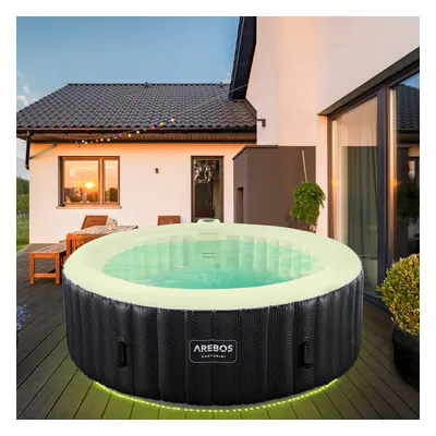 AREBOS In-Outdoor Whirlpool Spa Pool Wellness Massage Inflatable Round with LED