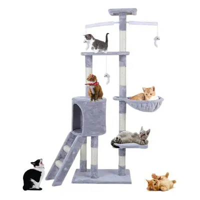 Cat Tree Cat Scratch Posts Multi-Level Stable Cat Climbing Tower Cat Activity Trees with Laddera