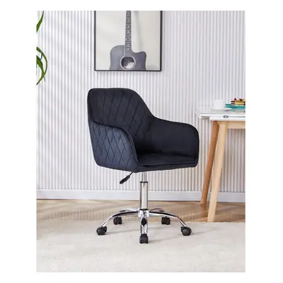 Office Chair black velvet swivel with arms and wheels leisure home desk computer