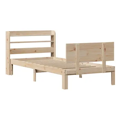 vidaXL Bed Frame with Headboard Bed 75x190 cm Small Single Solid Wood Pine