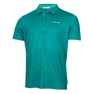 (XL, Sea Green) Calvin Klein Mens Abstract Watercolour Printed Stretch Golf Polo Shirt