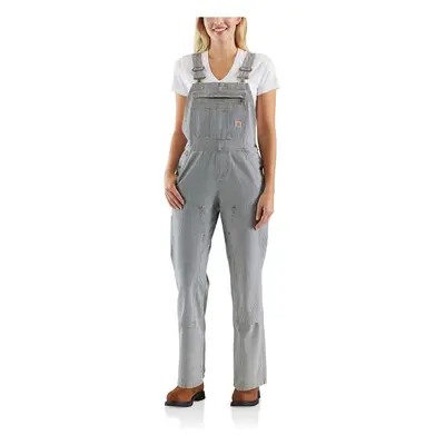 Carhartt Womens Petite Brewster Double Front Railroad Striped Bib Overalls Pants Railroad Stripe