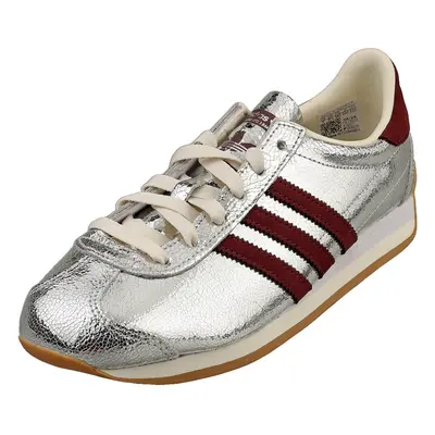 (7.5) adidas Country Og Womens Fashion Trainers in Silver Maroon