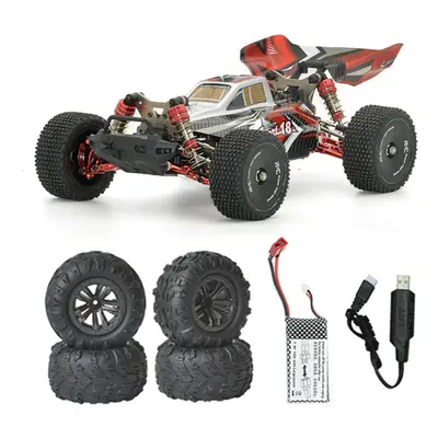 (Red, Extra Off-Road Tires) 1/14 2.4G 4WD 60km/h Brushless RC Car Full Proportional Upgraded Met