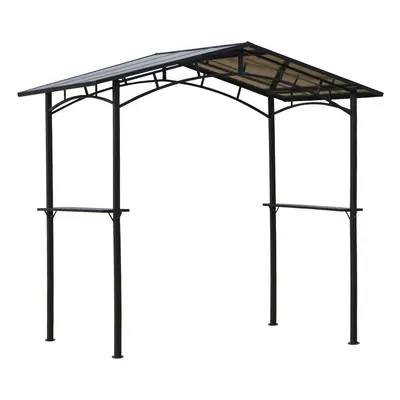 Outsunny 8ft x 5ft Outdoor BBQ Protective Gazebo Aluminium Frame w/ Shelves