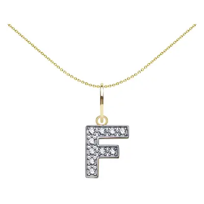 Jewelco London Solid 9ct Yellow and White Gold Cubic Zirconia 10mm San Serif Block Font Initial 