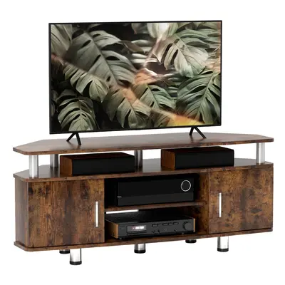 HOMCOM TV Unit Cabinet with Storage Shelves Entertainment Center Rustic Brown