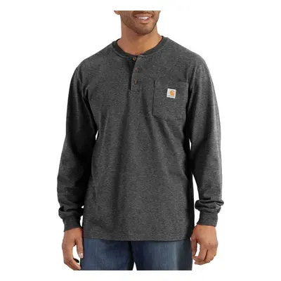 Carhartt Men's Loose Fit Heavyweight Long-Sleeve Pocket Henley T-Shirt Carbon Heather X-Large