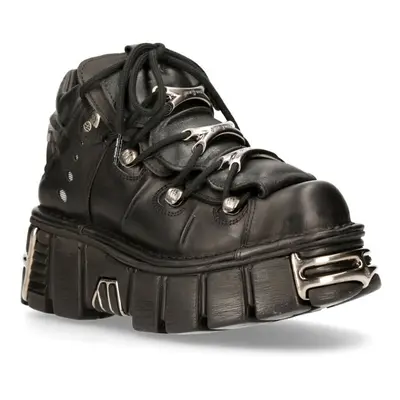 (46) New Rock 106-S1 Unisex Metallic Black Leathr Boots