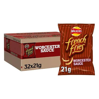 Walkers Crisps French Fries Worcester Sauce Snacks, 21g (Case of 32)