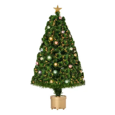 HOMCOM 4FT Prelit Artificial Christmas Tree Fiber Optic Holiday Home Decoration