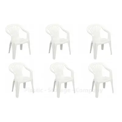 (White, Chairs) Plastic Garden Chairs Low Back Seat Patio Partying