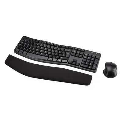 Amazon Basics Ergonomic Wireless Keyboard Mouse Combo UK layout, black