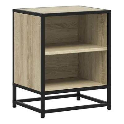 (sonoma oak, pcs) vidaXL Bedside Cabinets pcs Smoked Oak 40x31x50 cm Engineered Wood and Metal