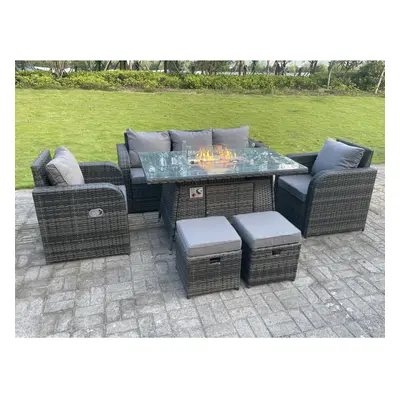 Fimous Seater Rattan Outdoor Garden Furniture Gas Fire Pit Table Gas Heater Sets