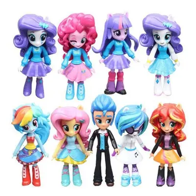 New Set 9PCS My Little Pony Equestria Girls Figures 12cm Monster High Dolls