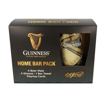 Guinness Official Home Bar Pack | Includes Pint Glasses Beer Mats Ba