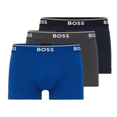 BOSS Men's 3-Pack Stretch Cotton Regular Fit Trunks Navy/Charcoal/Blu