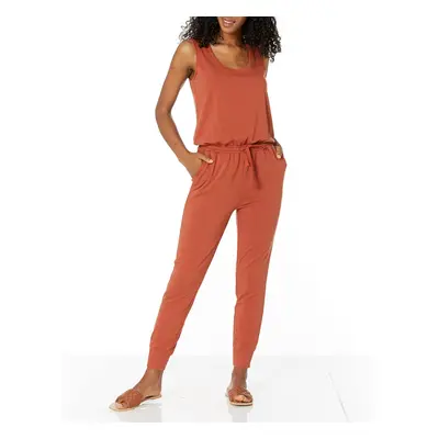 Womens Studio Terry Fleece Jumpsuit (Available in Plus Size), Terracotta, Large