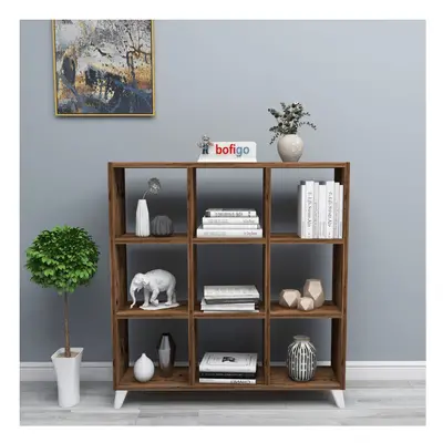 (Burnt Oak ) Cube Square Bookcase With Legs Cabinet Storage