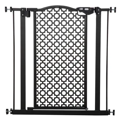 PawHut cm Pet Safety Gate Pressure Fit Stair with Double Locking, Black