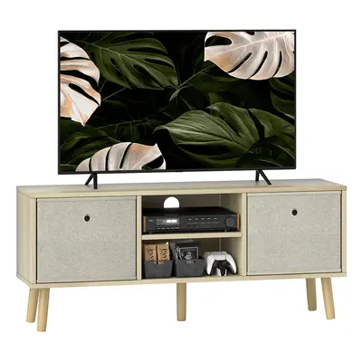 HOMCOM Modern TV Cabinet Stand w/ Shelves & Drawers, Bedroom Natural