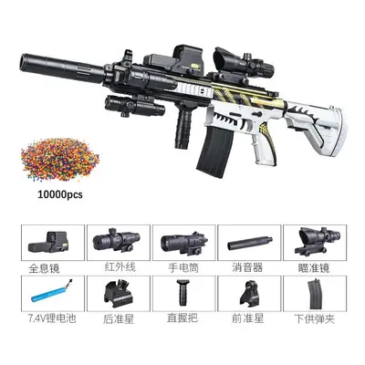 (upgrade white) M416 Sniper Rifle Electric Gel Blaster Toy Gun Water Beads Summer Outdoor