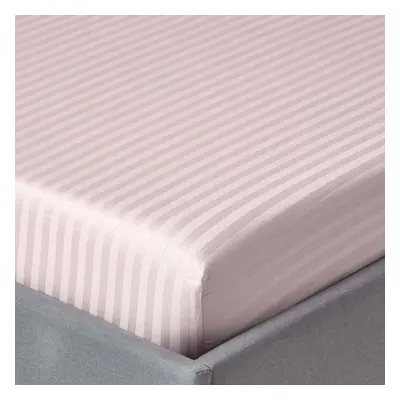 (King, Dusky Pink) Egyptian Cotton Satin Stripe Fitted Sheet TC