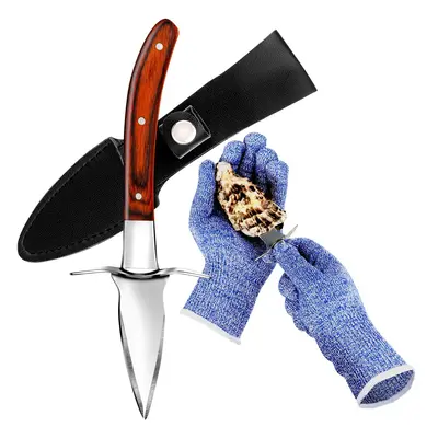 Oyster Knife and Gloves Set, Oyster Opener Tool Kit with Oyster Shucking Knife and Cut Resistant